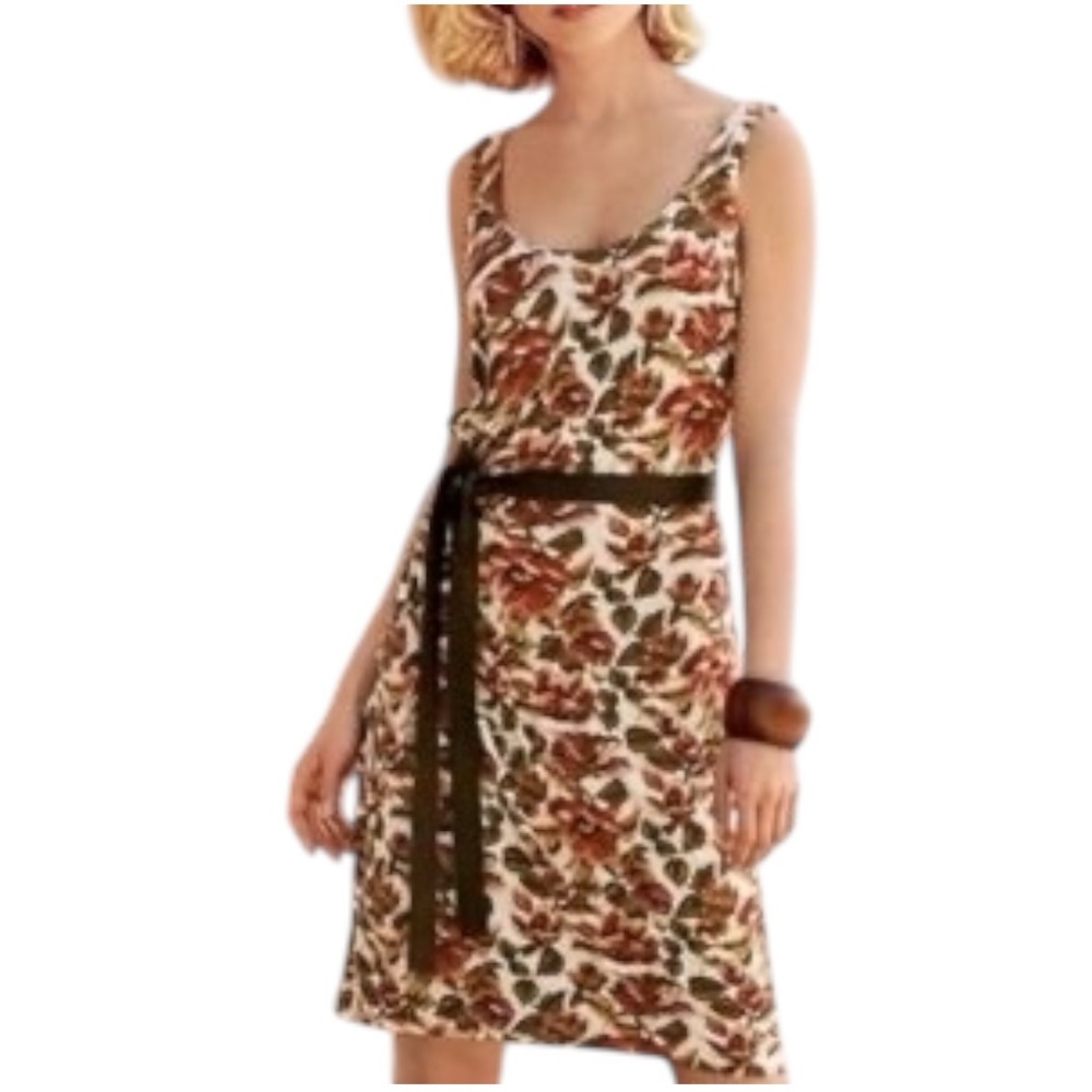 Peruvian Connection Floral Print Dress with Leather Belt Size XL